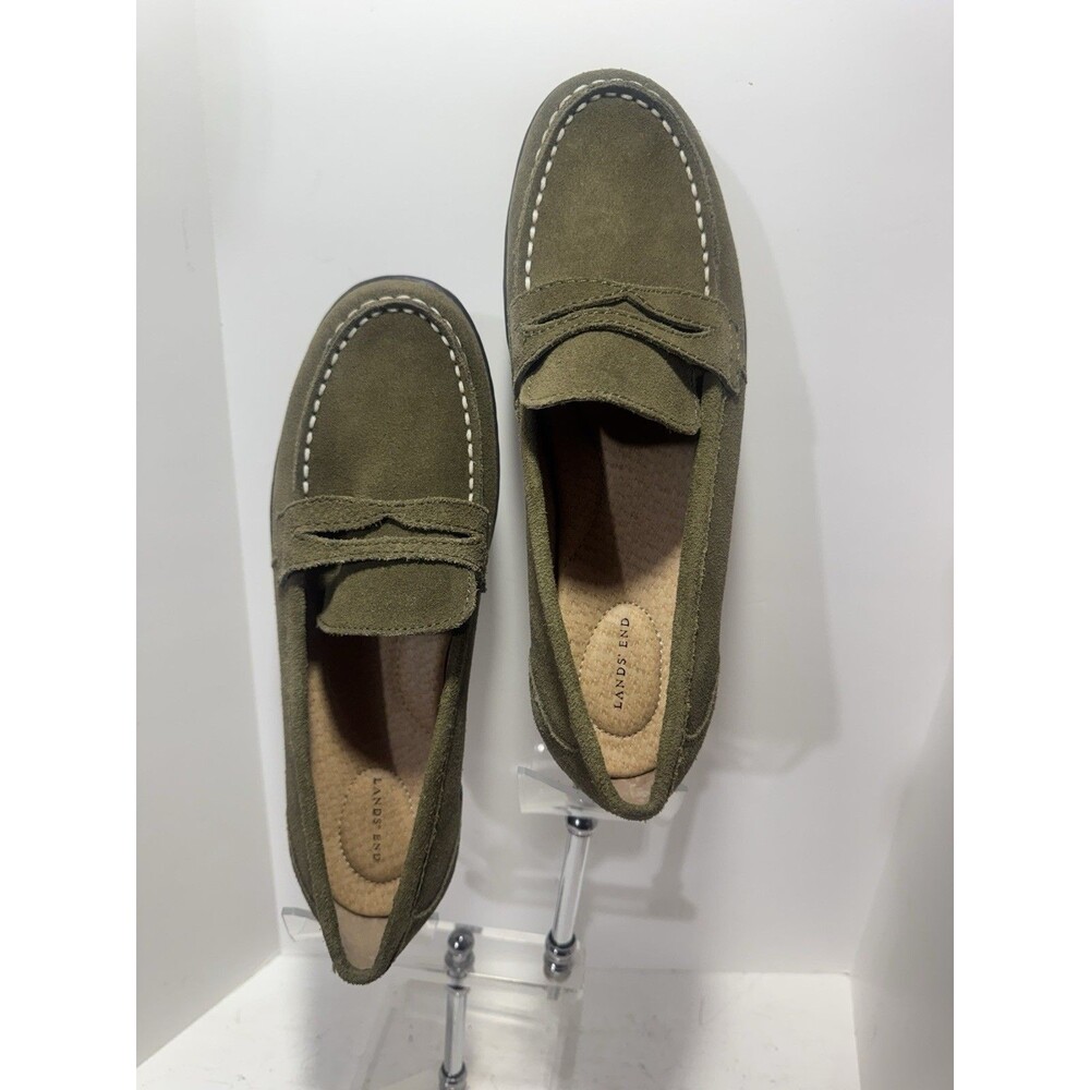 Lands' End Women's Green Suede Comfort Slip-On Loafer 7B EU 37.5 UK 5
